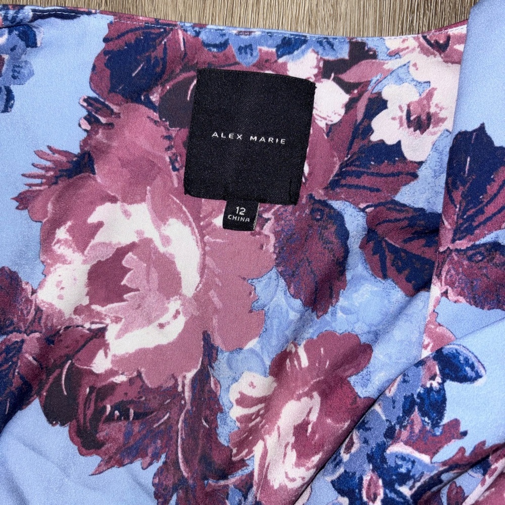Alex Marie Asymmetrical Floral Dress in Blue and Purple - Picture 4 of 4